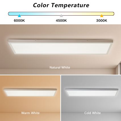 Brilagi - Luminaria de techo para baño LED regulable FRAME SMART LED/50W/230V 120x30 cm 3000-6000K IP44 blanca + control remoto