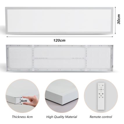 Brilagi - Luminaria de techo para baño LED regulable FRAME SMART LED/50W/230V 120x30 cm 3000-6000K IP44 blanca + control remoto