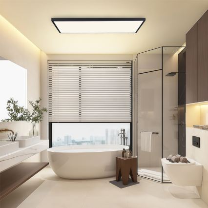 Brilagi - Luminaria de techo para baño LED regulable FRAME SMART LED/96W/230V 120x60 cm 3000-6000K IP44 negra + mando a distancia