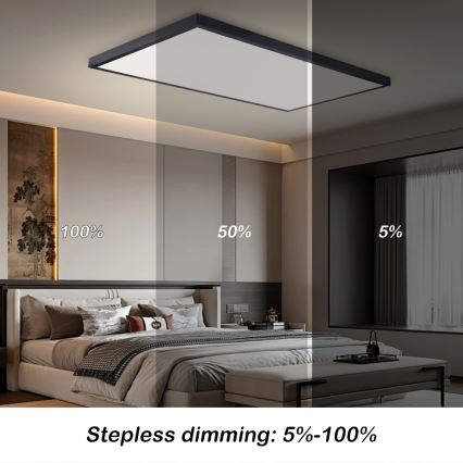 Brilagi - Luminaria de techo para baño LED regulable FRAME SMART LED/96W/230V 120x60 cm 3000-6000K IP44 negra + mando a distancia
