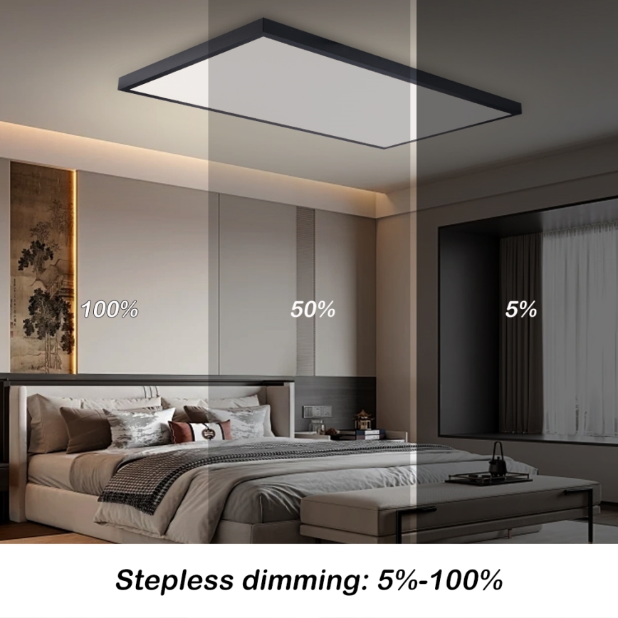 Brilagi - Luminaria de techo para baño LED regulable FRAME SMART LED/96W/230V 120x60 cm 3000-6000K IP44 negra + mando a distancia