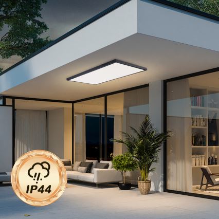 Brilagi - Luminaria de techo para baño LED regulable FRAME SMART LED/96W/230V 120x60 cm 3000-6000K IP44 negra + mando a distancia