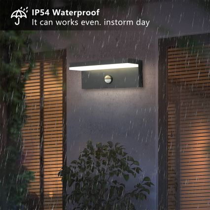 Brilagi - Aplique LED de pared para exterior con sensor TESSI LED/10W/230V antracita IP54
