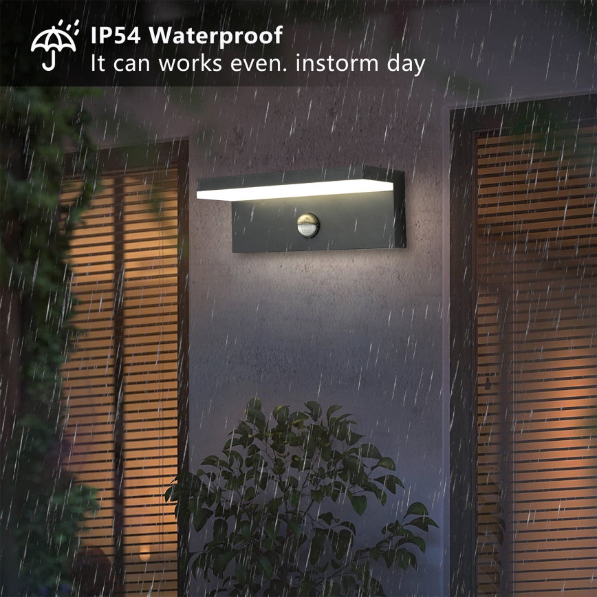 Brilagi - Aplique LED de pared para exterior con sensor TESSI LED/10W/230V antracita IP54