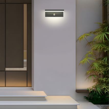 Brilagi - Aplique LED de pared para exterior con sensor TESSI LED/10W/230V antracita IP54