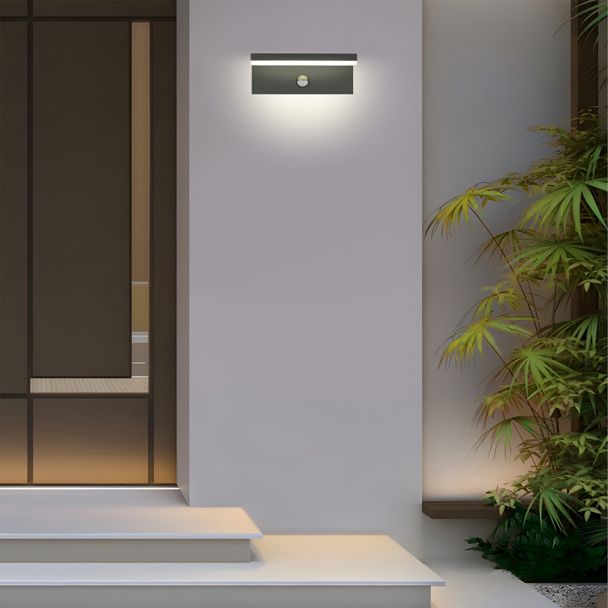 Brilagi - Aplique LED de pared para exterior con sensor TESSI LED/10W/230V antracita IP54