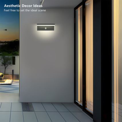Brilagi - Aplique LED de pared para exterior con sensor TESSI LED/10W/230V antracita IP54
