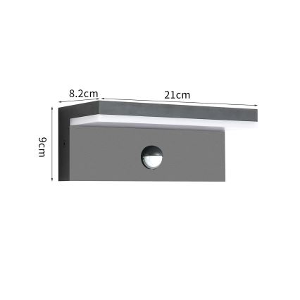 Brilagi - Aplique LED de pared para exterior con sensor TESSI LED/10W/230V antracita IP54