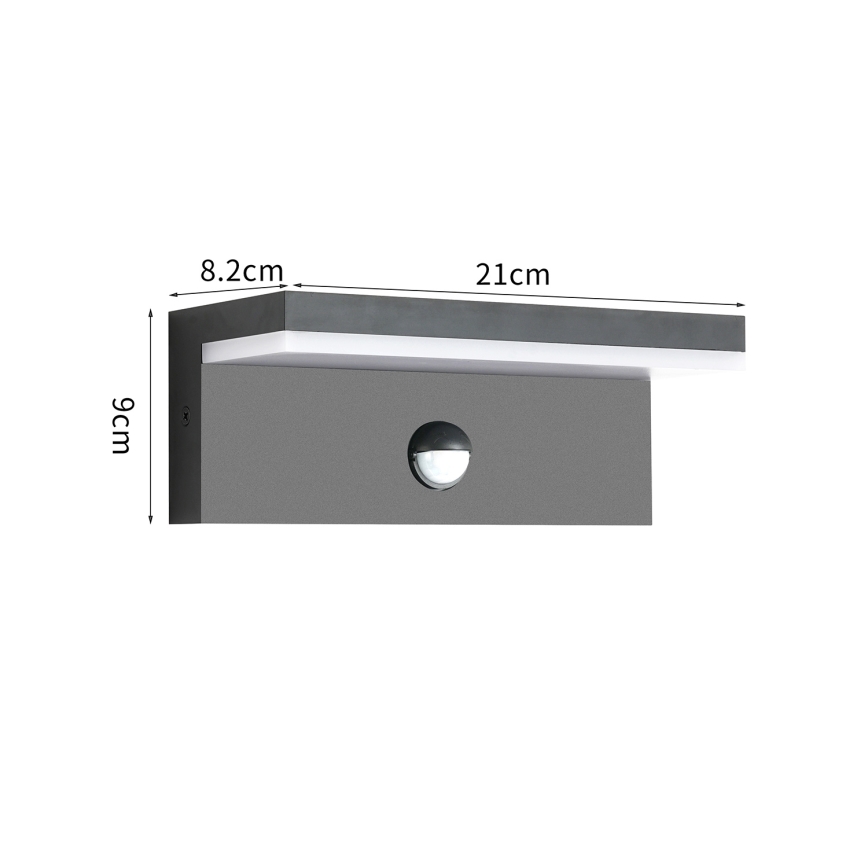 Brilagi - Aplique LED de pared para exterior con sensor TESSI LED/10W/230V antracita IP54