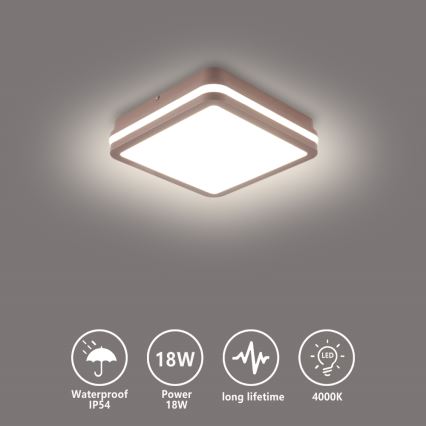 Brilagi - Luminaria de techo LED para exterior BENE LED/18W/230V 21,5x21,5 cm marrón IP54
