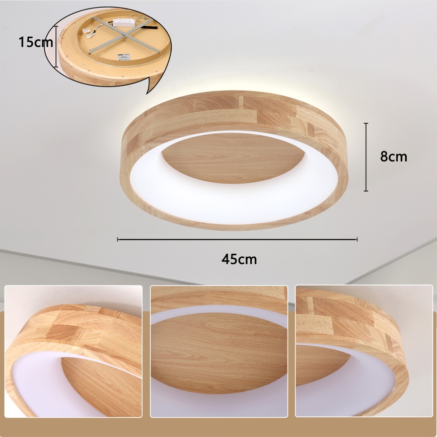 Brilagi - Plafón LED FALCON WOOD LED/30W/230V 3000/4000/6000K Ø 45 cm madera