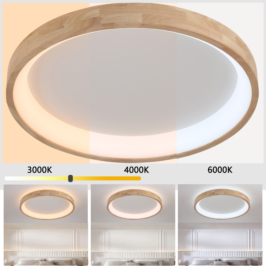 Brilagi - Luminaria de techo LED FALCON WOOD LED/60W/230V 3000/4000/6000K Ø 80 cm acabado en madera