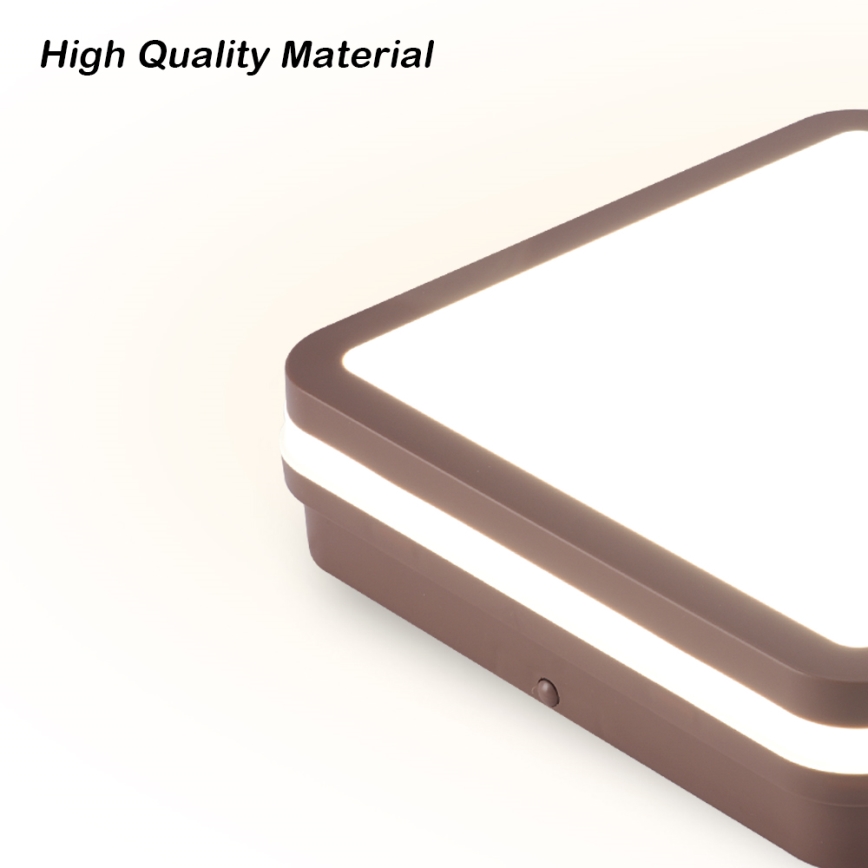 Brilagi - Luminaria LED de techo exterior BENE LED/24W/230V 26x26 cm marrón IP54