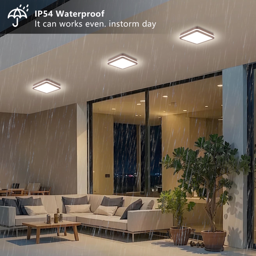 Brilagi - Luminaria LED de techo exterior BENE LED/24W/230V 26x26 cm marrón IP54