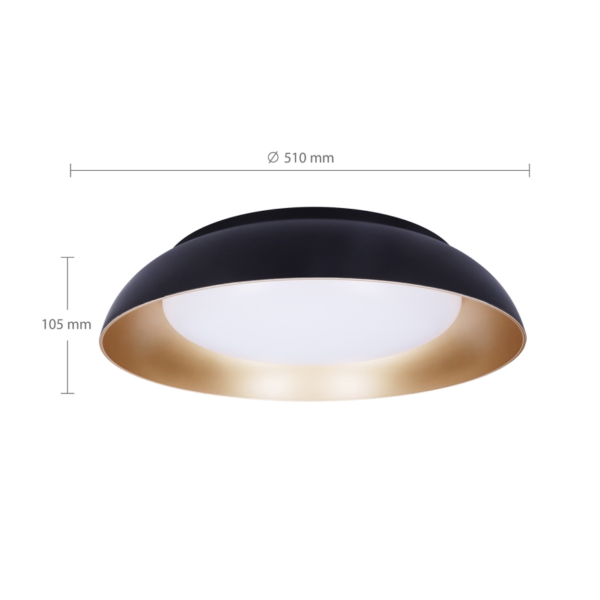 Brilagi - Luminaria LED de techo regulable ALVA LED/48W/230V 3000-6500K Ø 51 cm negra + mando a distancia