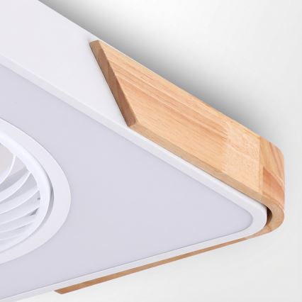 Brilagi - Lámpara de techo LED regulable con ventilador LED/30W/230V 3000–6500K blanco/roble + mando a distancia