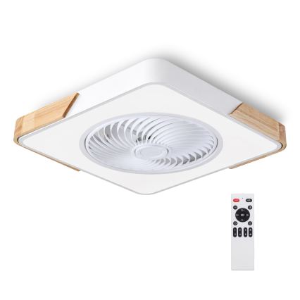 Brilagi - Lámpara de techo LED regulable con ventilador LED/30W/230V 3000–6500K blanco/roble + mando a distancia