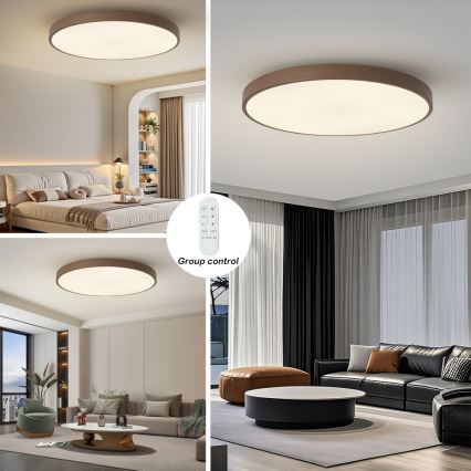 Brilagi - Luminaria LED regulable POOL SMART LED/128W/230V, Ø 100 cm, Wi-Fi Tuya + mando a distancia, marrón