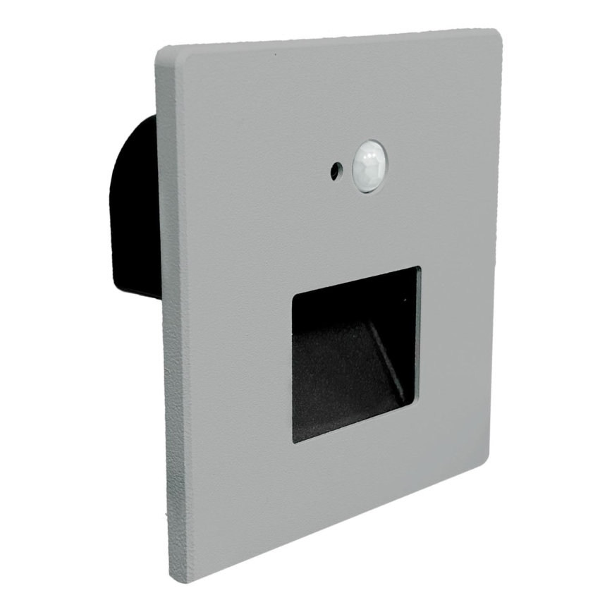 Brilagi - Luminaria LED para escalera con sensor de movimiento y de crepúsculo JACK LED/3W/230V 3000/4000/6500K IP65 gris