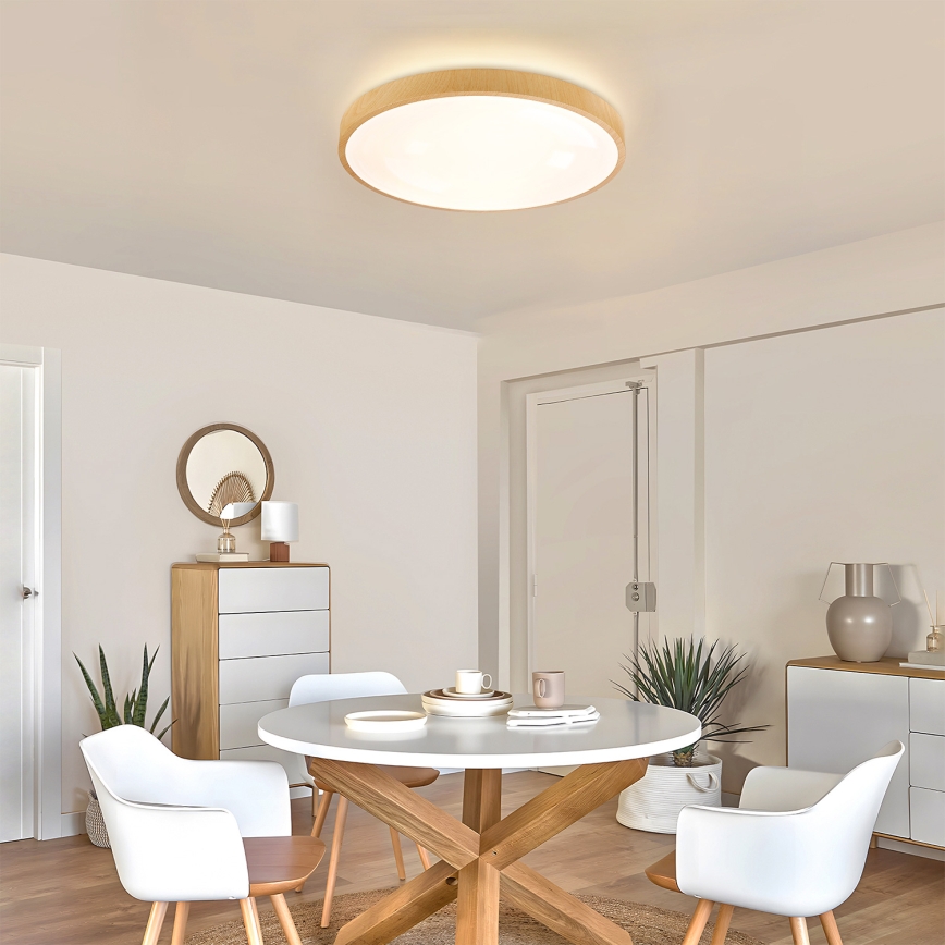 Brilagi - Lámpara de techo LED regulable GLASS POOL DOUBLE LED/60W/230V 3000-6000K 50 cm acabado en madera + mando a distancia