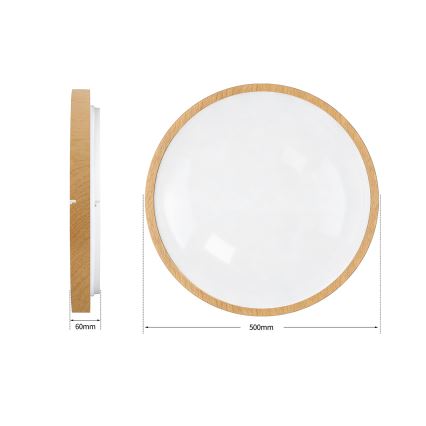 Brilagi - Lámpara de techo LED regulable GLASS POOL DOUBLE LED/60W/230V 3000-6000K 50 cm acabado en madera + mando a distancia