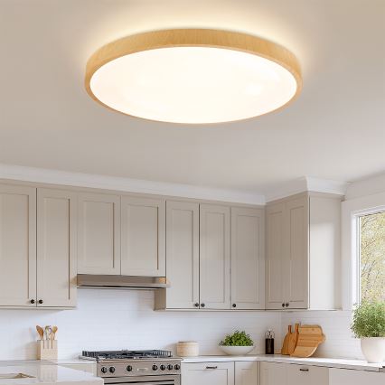 Brilagi - Luminaria de techo LED regulable GLASS POOL DOUBLE LED/80W/230V 3000-6000K 60 cm con acabado en madera + mando a distancia