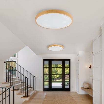 Brilagi - Luminaria de techo LED regulable GLASS POOL DOUBLE LED/80W/230V 3000-6000K 60 cm con acabado en madera + mando a distancia