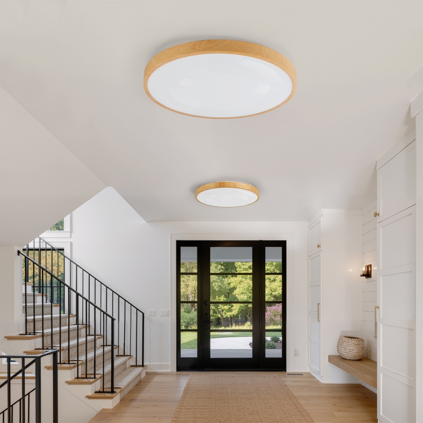 Brilagi - Luminaria de techo LED regulable GLASS POOL DOUBLE LED/80W/230V 3000-6000K 60 cm con acabado en madera + mando a distancia