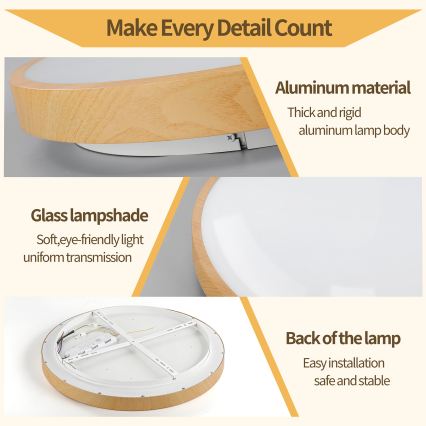 Brilagi - Luminaria de techo LED regulable GLASS POOL DOUBLE LED/80W/230V 3000-6000K 60 cm con acabado en madera + mando a distancia