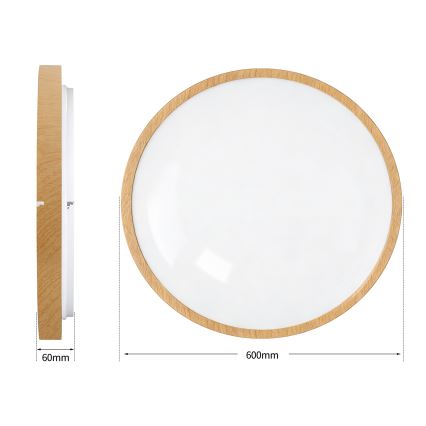 Brilagi - Luminaria de techo LED regulable GLASS POOL DOUBLE LED/80W/230V 3000-6000K 60 cm con acabado en madera + mando a distancia