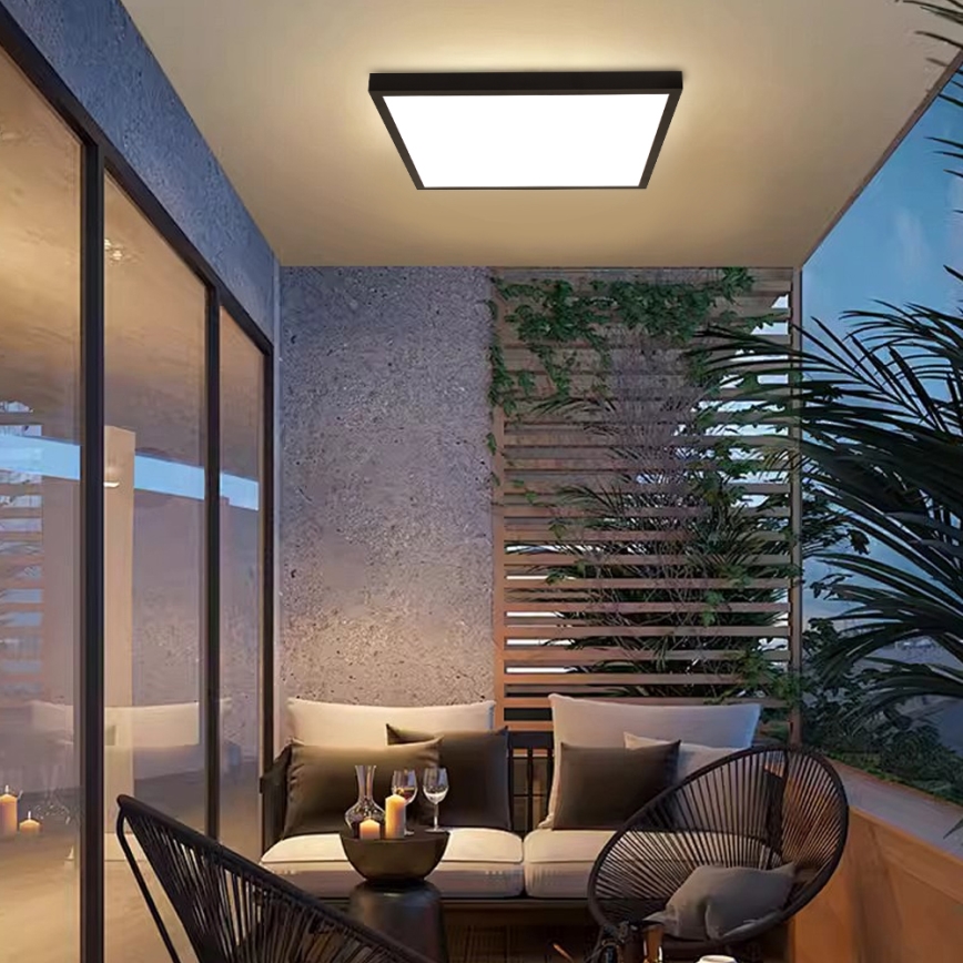 Brilagi - Luminaria de techo regulable para baño FRAME SMART LED/50W/230V 60x60 cm 3000-6000K IP44 negra + mando a distancia