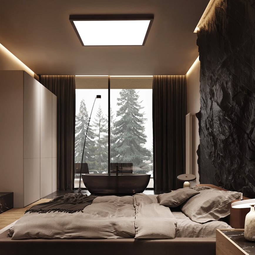 Brilagi - Plafón de techo LED regulable para baño FRAME SMART LED/50W/230V 60x60 cm 3000-6000K IP44 negro + mando a distancia