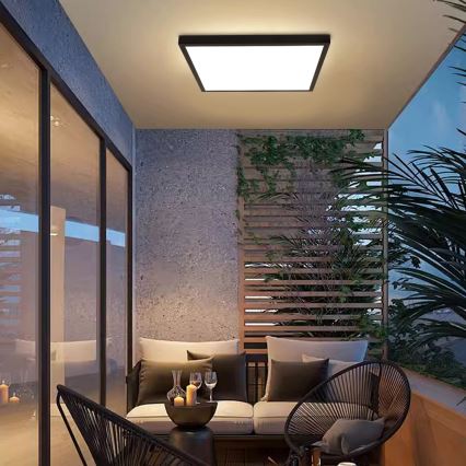 Brilagi - Plafón de techo LED regulable para baño FRAME SMART LED/50W/230V 60x60 cm 3000-6000K IP44 negro + mando a distancia