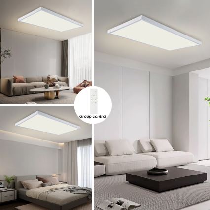 Brilagi - Lámpara de techo para baño LED regulable FRAME SMART LED/96W/230V 120x60 cm 3000-6000K IP44 blanca + mando a distancia