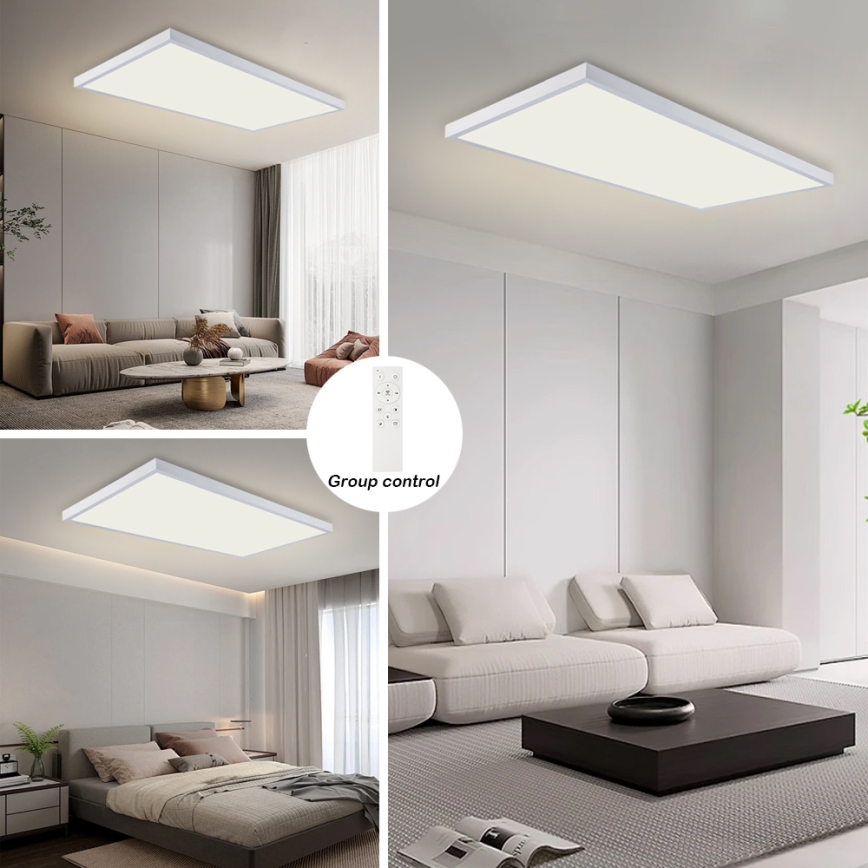 Brilagi - Lámpara de techo para baño LED regulable FRAME SMART LED/96W/230V 120x60 cm 3000-6000K IP44 blanca + mando a distancia