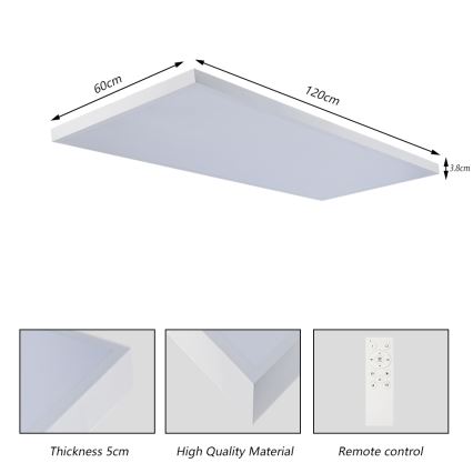 Brilagi - Lámpara de techo para baño LED regulable FRAME SMART LED/96W/230V 120x60 cm 3000-6000K IP44 blanca + mando a distancia