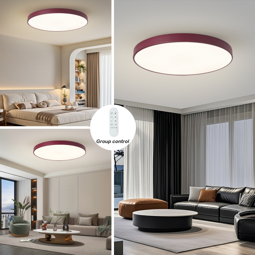 Brilagi - Luminaria LED regulable POOL SMART LED/128W/230V Ø 100 cm Wi-Fi Tuya + mando a distancia burdeos