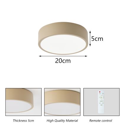 Brilagi - Lámpara de techo LED regulable POOL LED/18W/230V 3000-6000K 20 cm beige + mando a distancia