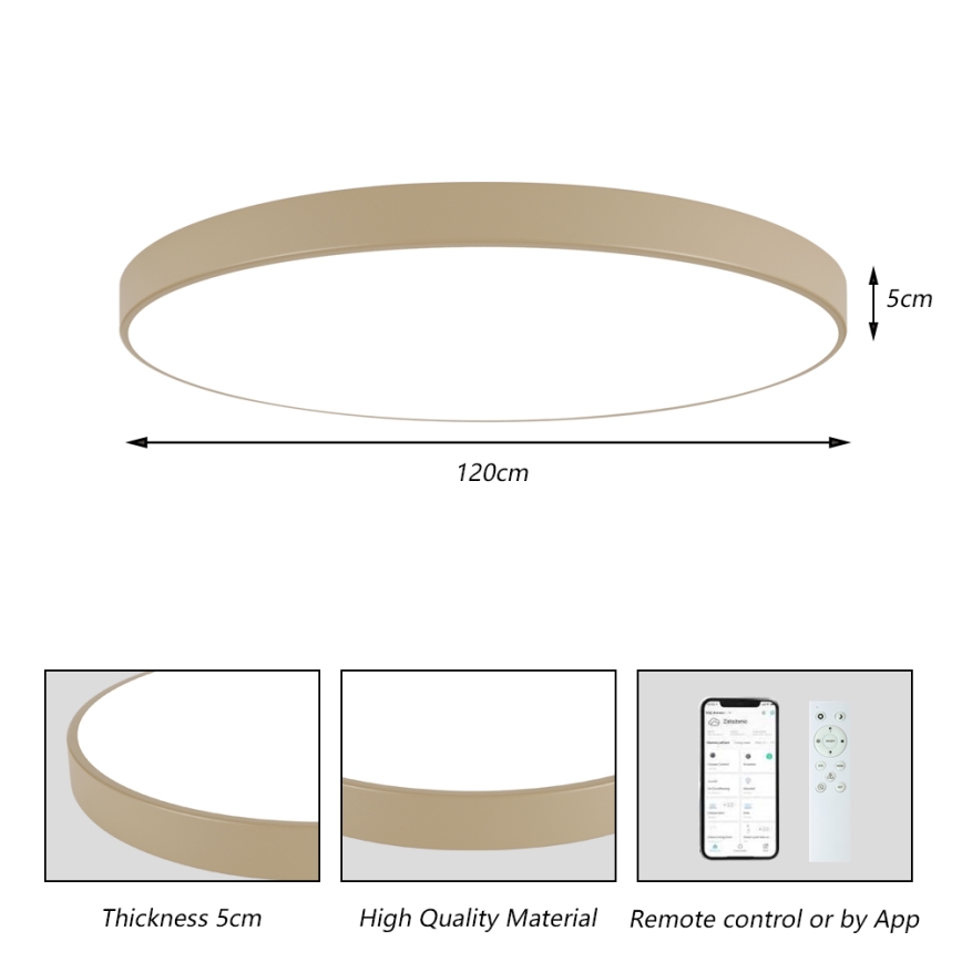 Brilagi - Lámpara de techo LED regulable POOL SMART LED/180W/230V 3000-6000K 120 cm beige Wi-Fi Tuya + mando a distancia