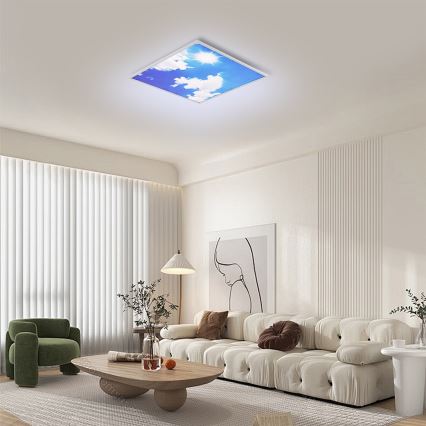 Brilagi - Lámpara de techo LED regulable SLIMFRAME LED/58W/230V 60x60 cm 3000-6000K plateado/azul + mando a distancia
