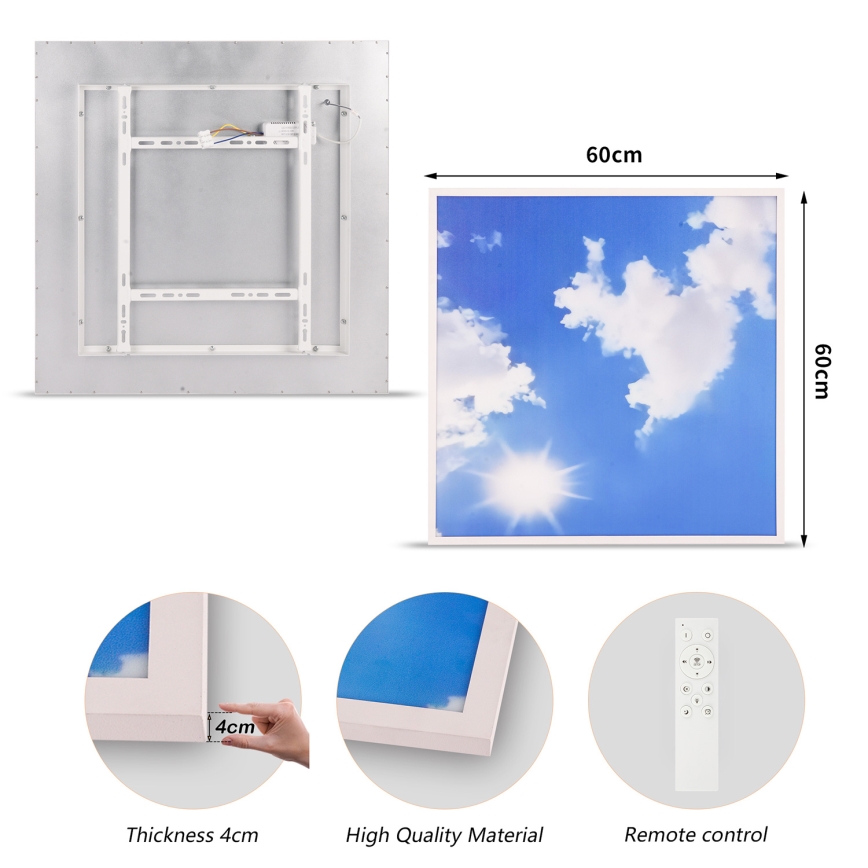 Brilagi - Lámpara de techo LED regulable SLIMFRAME LED/58W/230V 60x60 cm 3000-6000K plateado/azul + mando a distancia