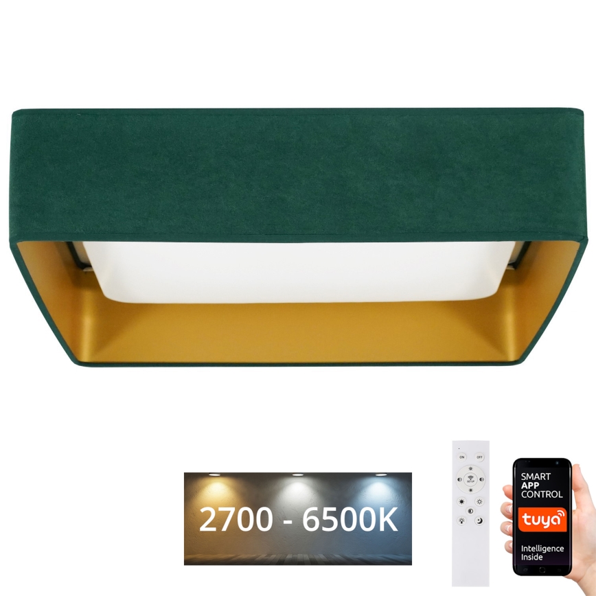Brilagi - Lámpara de techo LED regulable VELVET SQUARE SMART LED/36W/230V 60x60 cm 2700-6500K Wi-Fi Tuya + mando a distancia verde