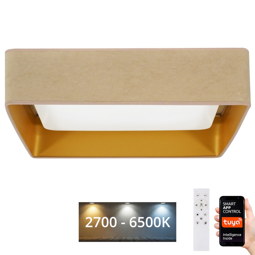 Brilagi - Luminaria de techo regulable VELVET SQUARE SMART LED/36W/230V 60x60 cm 2700-6500K Wi-Fi Tuya + mando a distancia beige