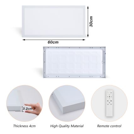 Brilagi - LED Luz de techo regulable para baño FRAME SMART LED/30W/230V 30x60 cm 3000-6000K IP44 blanca + mando a distancia