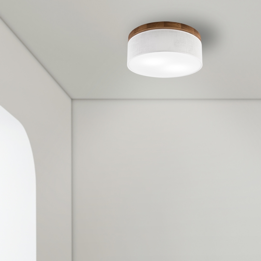 Brilagi - LED Plafón BELLADONNA 2xE27/15W/230V diá. 40 cm blanco/roble cereza