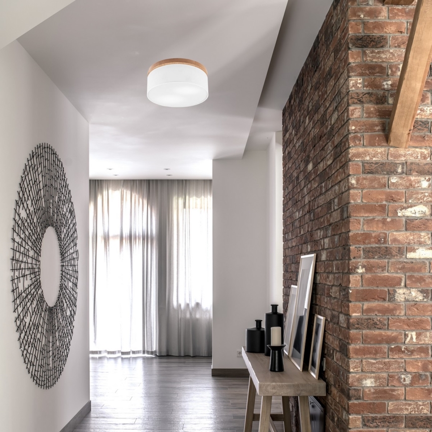 Brilagi - LED Plafón BELLADONNA 2xE27/15W/230V diá. 40 cm blanco/roble
