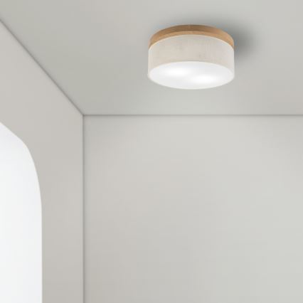 Brilagi - LED Plafón BELLADONNA 2xE27/15W/230V diá. 40 cm color crema/roble