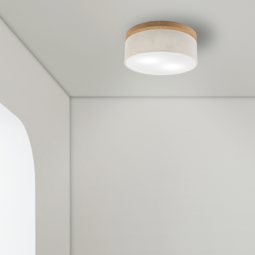 Brilagi - LED Plafón BELLADONNA 2xE27/15W/230V diá. 40 cm color crema/roble