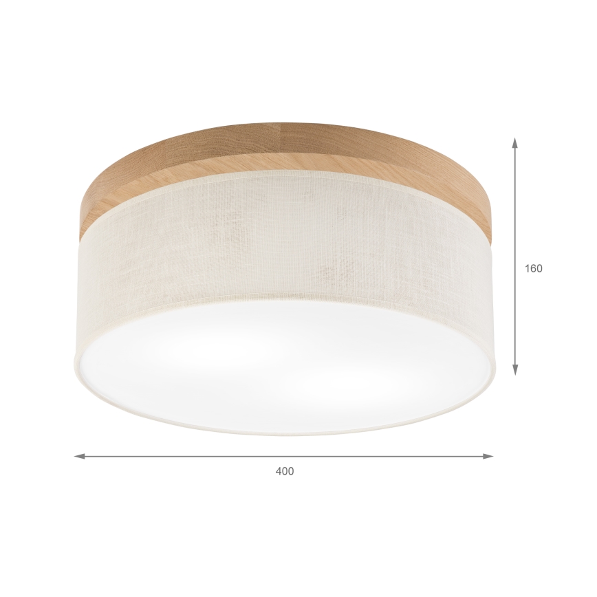 Brilagi - LED Plafón BELLADONNA 2xE27/15W/230V diá. 40 cm color crema/roble