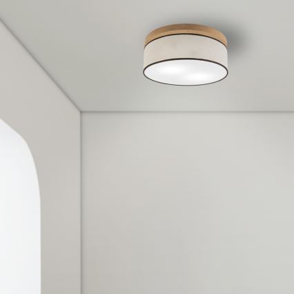 Brilagi - LED Plafón BELLADONNA 2xE27/15W/230V diá. 40 cm color crema/roble